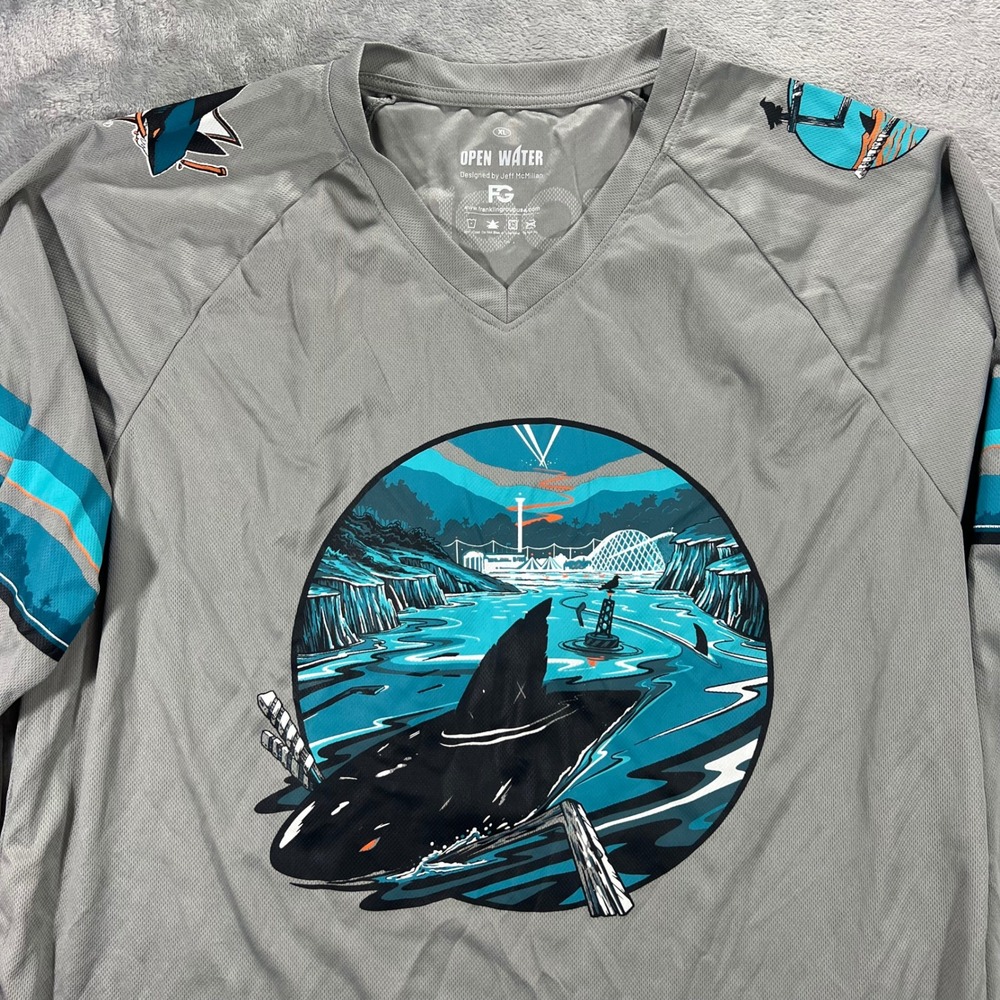 FRANKLIN GROUP Open Water Jersey Mens XL Grey Shark Jeff McMillan Zoom